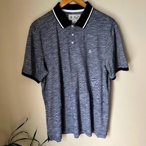 Original Penguin Birdseye Tipped Cotton Pique Polo Shirt Dark Blue Heather L